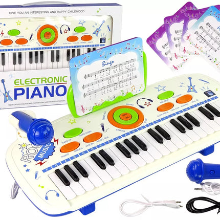 Elektrinis pianino klaviatūra vaikams, Mėlyna, USB MP3 natos