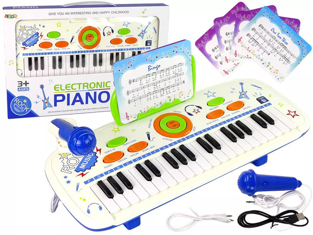 Elektrinis pianino klaviatūra vaikams, Mėlyna, USB MP3 natos