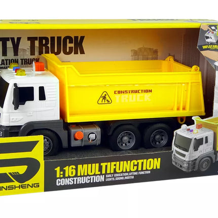 Statybinė transporto priemonė Savivartis 1:16 Geltonas pakeliamas priekaba