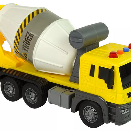 Betono maišyklė geltona besisukantis kaušas garsai šviesos