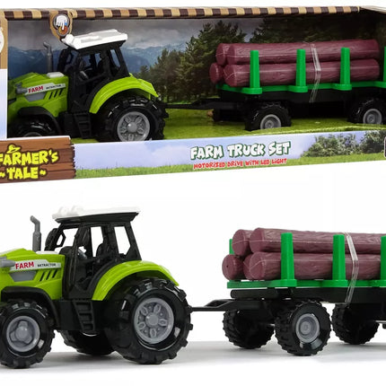 Žalias traktoriaus priekabos rąstai Mediena Ūkio garsas