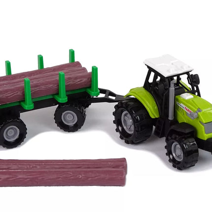 Žalias traktoriaus priekabos rąstai Mediena Ūkio garsas