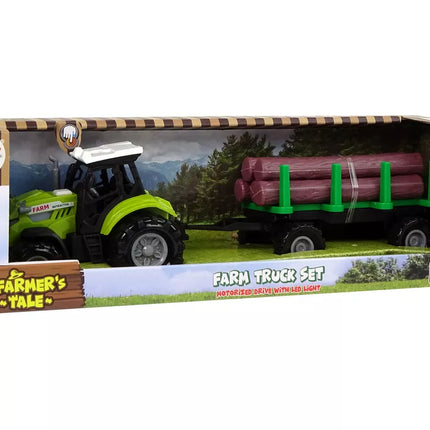 Žalias traktoriaus priekabos rąstai Mediena Ūkio garsas