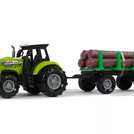 Žalias traktoriaus priekabos rąstai Mediena Ūkio garsas