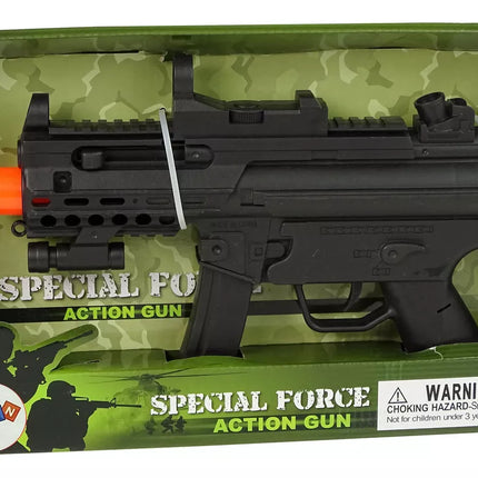 Karinis šautuvas vaikams su vibracijos garsais, juodas