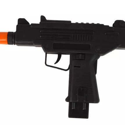 Juodas žaislinis pistoletas su vibracija ir garsu vaikams