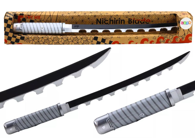 Samurajaus kardas Nichirin, maitinamas baterijomis, patogi rankena, juodas, su garsu
