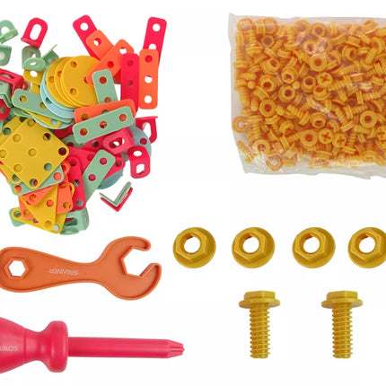 Konstruktorių rinkinys įrankių dėžėje + akumuliatorinis atsuktuvas "DIY TOOL BOX"