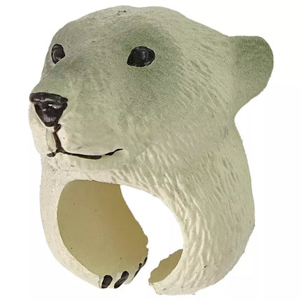 Žiedas su rankena, edukaciniai gyvūnai, meškiukas, baltas