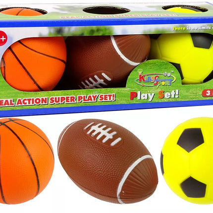 Minkštų sportinių kamuolių rinkinys 3in1 Futbolas Krepšinis