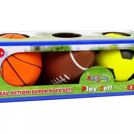 Minkštų sportinių kamuolių rinkinys 3in1 Futbolas Krepšinis