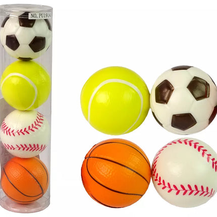 Minkštų kamuoliukų rinkinys, 4 vnt. Sportas Golfas Tenisas Futbolas