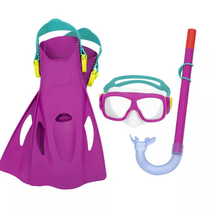 Nardymo rinkinys kaukė, vamzdelis, plaukmenys rožinis Bestway 25019