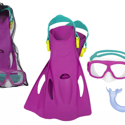 Nardymo rinkinys kaukė, vamzdelis, plaukmenys rožinis Bestway 25019