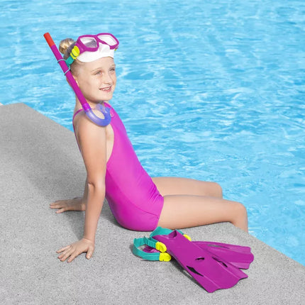 Nardymo rinkinys kaukė, vamzdelis, plaukmenys rožinis Bestway 25019