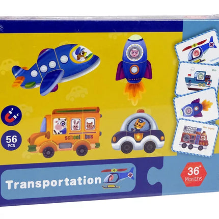 Magnetinis dėlionės knygos transporto galvosūkių rinkinys