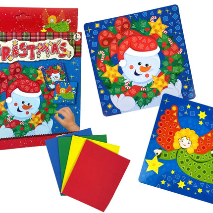 Mozaikos "pasidaryk pats" rinkinys Kalėdoms - priklijuojamas sniego senis, angelas