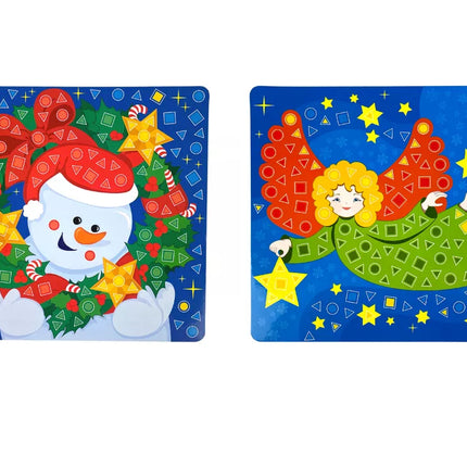 Mozaikos "pasidaryk pats" rinkinys Kalėdoms - priklijuojamas sniego senis, angelas