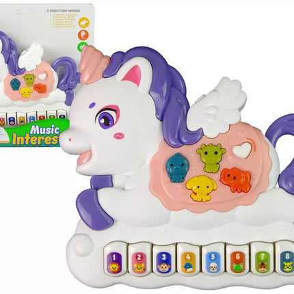 Interaktyvus pianinas vienaragis Garsai Gyvūnų garsai Melodijos Baltas