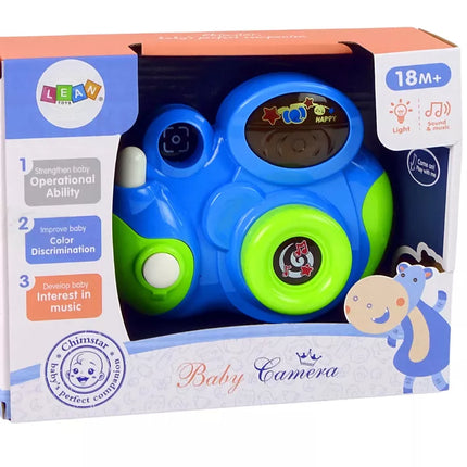 Interaktyvus fotoaparatas kūdikiui, šviesos ir garsų melodijos, MĖLYNA SPALVA