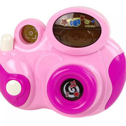 Interaktyvus fotoaparatas kūdikiui, šviesos ir garsų melodijos, ROŽINĖ SPALVA