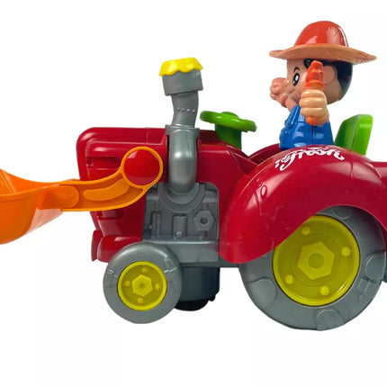 Interaktyvus traktorius ekskavatorius su baterijomis, muzika ir šviesomis