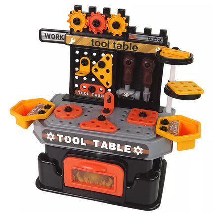 Kūrybinės "pasidaryk pats" dirbtuvės 57 dalių rinkinys: darbo stalas + įrankiai