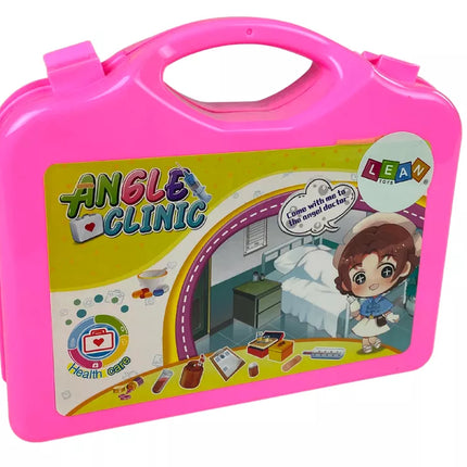 Mažojo gydytojo rinkinys lagamine, rožinis stetoskopas