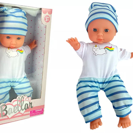 Mėlyni dryžuoti pižama kūdikių lėlei, 30 cm