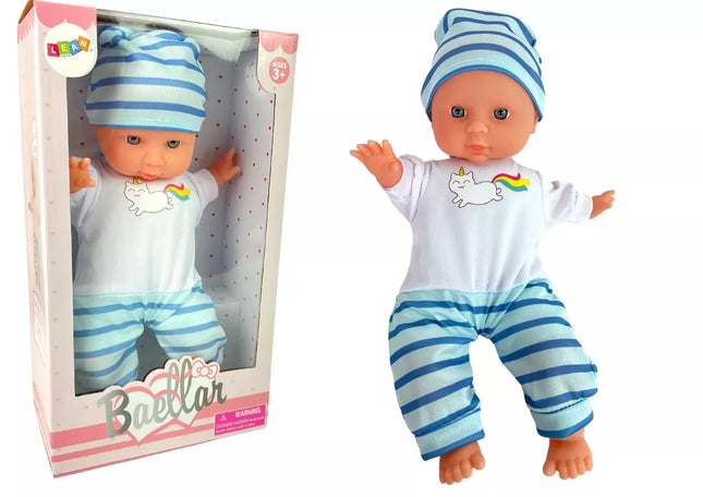 Mėlyni dryžuoti pižama kūdikių lėlei, 30 cm