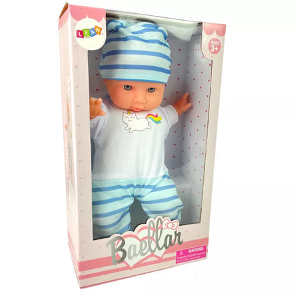 Mėlyni dryžuoti pižama kūdikių lėlei, 30 cm