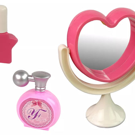 Grožio rinkinys mažai panelei. Kirpyklos reikmenys + plaukų džiovintuvas su baterijomis.