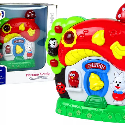 Muzikinis žaidimų namelis kūdikiams su gyvūnais