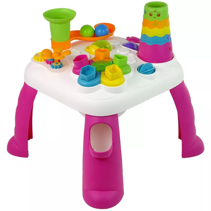 Interaktyvus edukacinis staliukas kamuoliukų rūšiuoklis čiuožykla rožinis