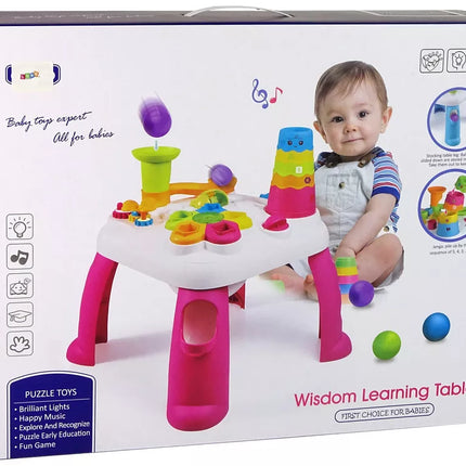 Interaktyvus edukacinis staliukas kamuoliukų rūšiuoklis čiuožykla rožinis