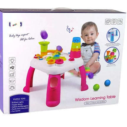 Interaktyvus edukacinis stalas kamuoliukų rūšiuoklis čiuožykla mėlynas