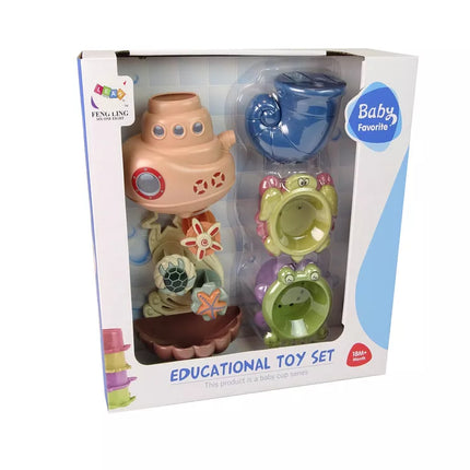 Jūros gyvūnų krioklio vonios žaislų rinkinys