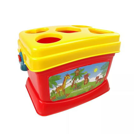 Edukacinis kibirėlių bokštas-piramidė, laivelis ir rūšiuoklis maudynėms