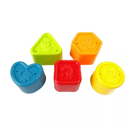 Edukacinis kibirėlių bokštas-piramidė, laivelis ir rūšiuoklis maudynėms