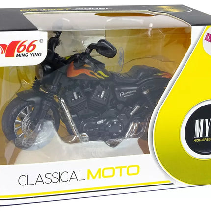 Čempiono Motociklas Juodas 1:14 su atstūmimo mechanizmu, garsu ir šviesomis