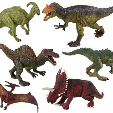 Dinozaurų rinkinys, 6 vienetai, dideli modelių figūrėlės, priešistorinis pasaulis