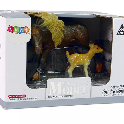 Elnių ir jauno elnio figūrėlių rinkinys (2 vnt.) Miško gyvūnai