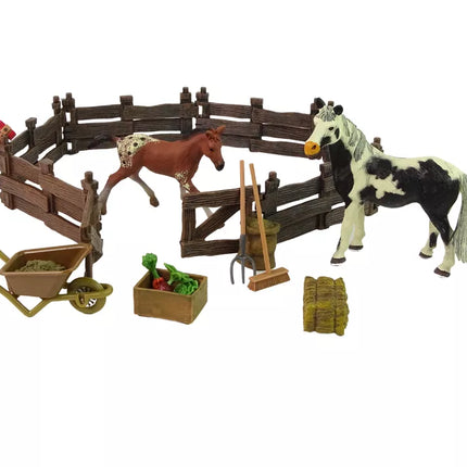 Surenkamas medinis žirgų fermos figūrėlių rinkinys