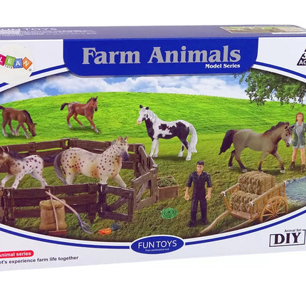 Surenkamas medinis žirgų fermos figūrėlių rinkinys