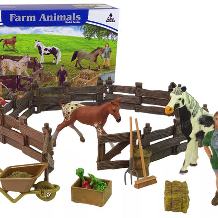 Surenkamas medinis žirgų fermos figūrėlių rinkinys