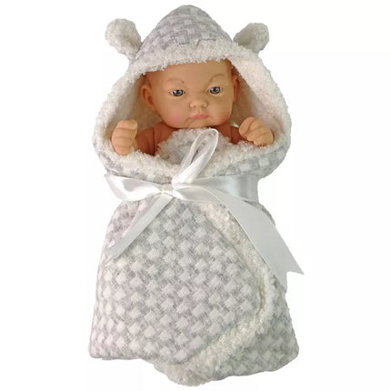 Miela lėlytė kūdikis, pilka kokarda