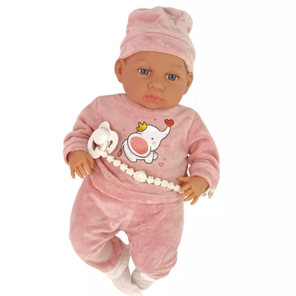 Lėlė kūdikis 46 cm Rožinis čiulptukas Kūdikis dramblys