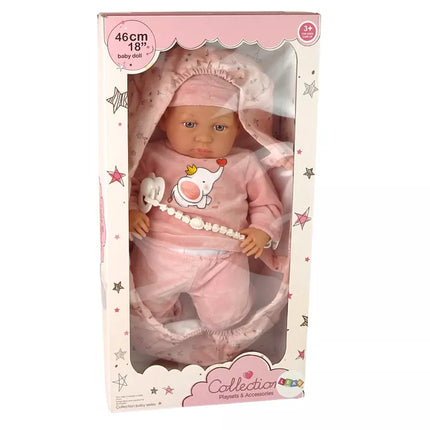 Lėlė kūdikis 46 cm Rožinis čiulptukas Kūdikis dramblys