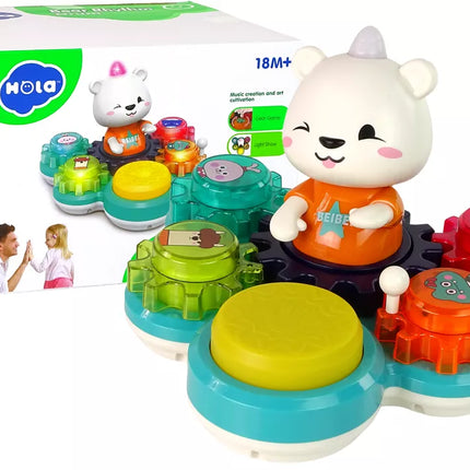 Interaktyvus edukacinis žaislas mažyliams - Meškiukas su pavaromis