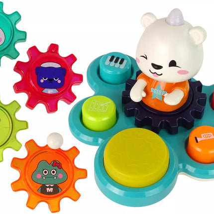 Interaktyvus edukacinis žaislas mažyliams - Meškiukas su pavaromis